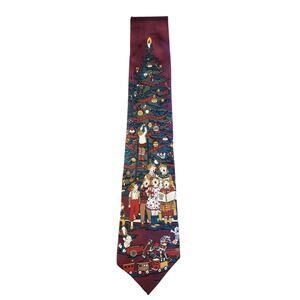 Woodward Christmas Necktie Children Decorating the Tree Singing Silk Made in USA
